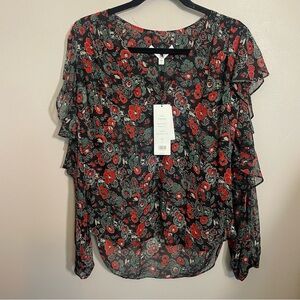 Veronica Beard Blakey Top Silk Sheer Blouse BOHO NWT $375